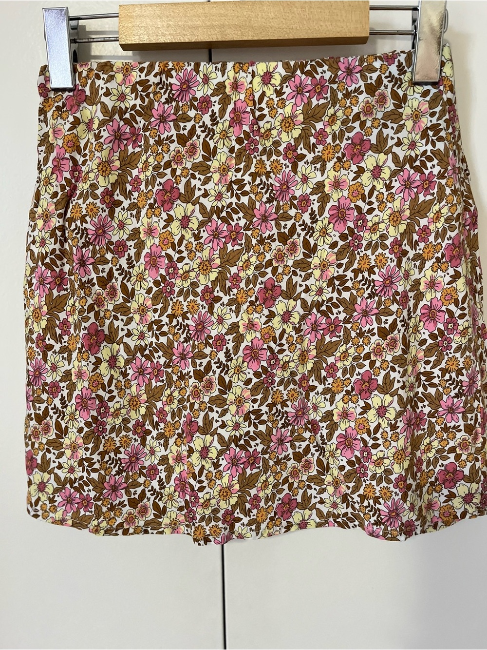 Forever 21 Floral A-Line Mini Skirt in Pink and Brown